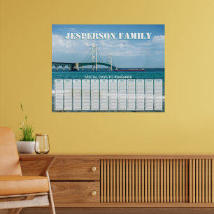 Poster Calendrier d'anniversaire du pont Mackinac personn