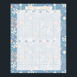 Poster Calendrier d'anniversaire perpétuel À feuillage pe<br><div class="desc">Calendrier d'anniversaire perpétuel À feuillage persistant Kathrin Legg Poster dans Pastel Blue Floral</div>