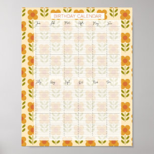 Poster Calendrier d'anniversaire perpétuel Evergreen Kath