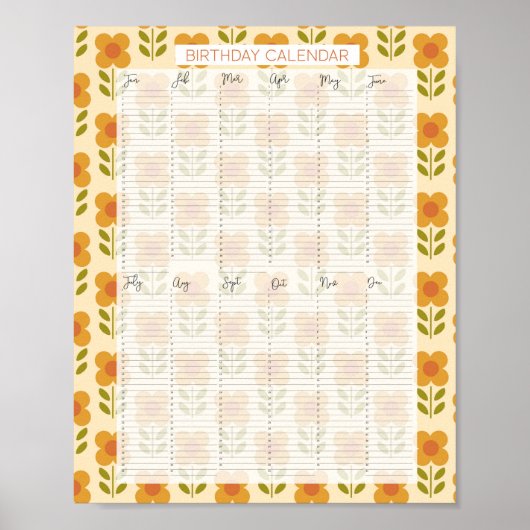 Poster Calendrier d'anniversaire perpétuel Evergreen Kath (Devant)