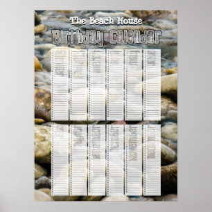 Poster Calendrier d'anniversaire personnalisé de plage pe