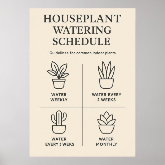 Poster Calendrier d'arrosage des plantes d'intérieur — Pl (Devant)