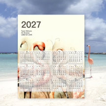 Calendrier d'art tropical de la bande de flamants