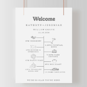Poster Calendrier de bienvenue de mariage DIY simple form