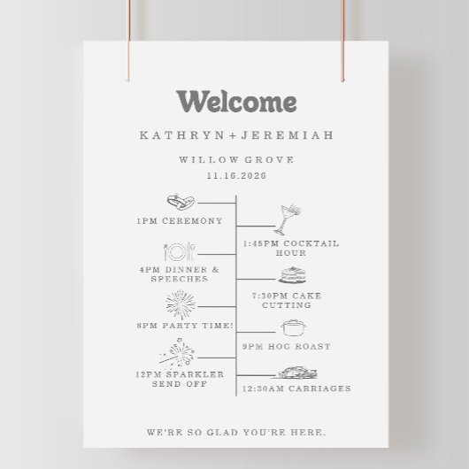 Poster Calendrier de bienvenue de mariage DIY simple form