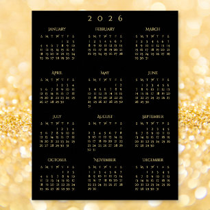 Poster Calendrier de bureau annuel 2026 Black Gold