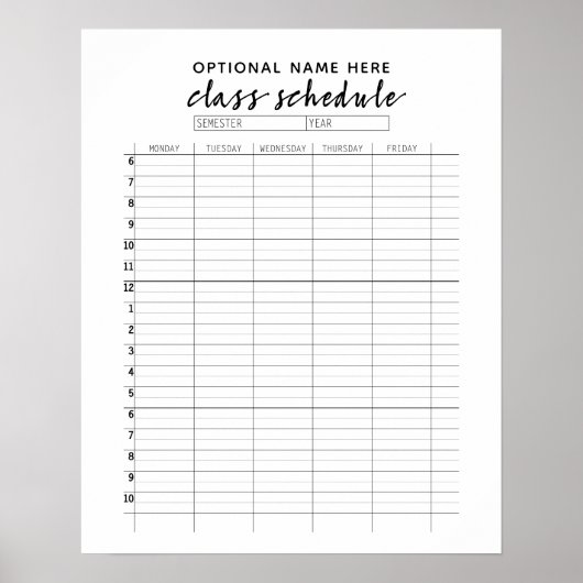 Poster Calendrier de cours pour semestre - motif d'archit (Devant)