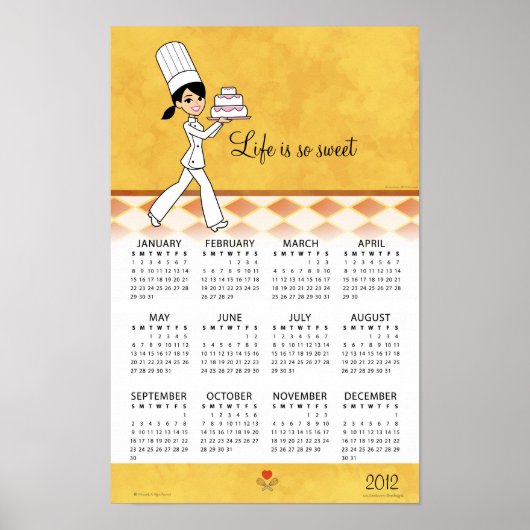 Poster Calendrier de cuisine 2012 avec Cake Chef Art (Devant)