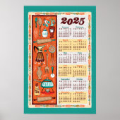 Poster Calendrier de cuisine ustensiles vintage (Devant)