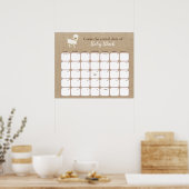 Poster Calendrier de date d'accouchement pour Baby Shower (Cuisine)