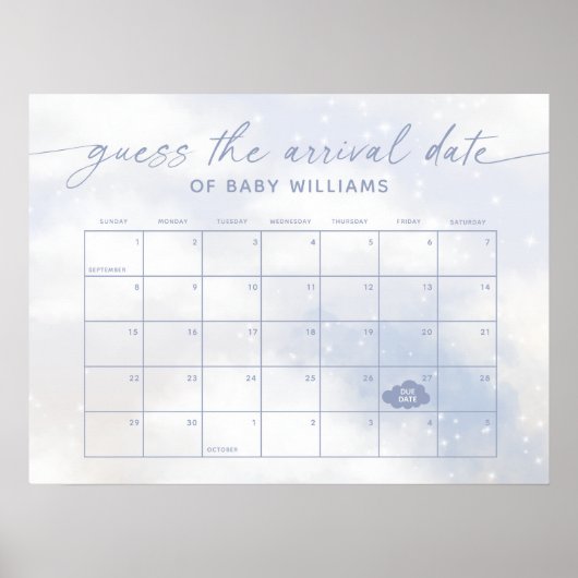 Poster Calendrier de date d'arrivée Devinez Cloud 9  Affi (Devant)