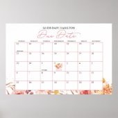 Poster Calendrier de date prévue de bébé pour la fête aut (Devant)
