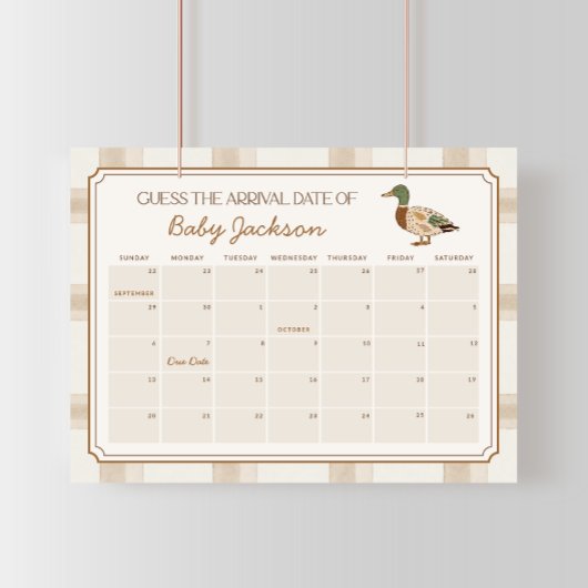 Poster Calendrier de date prévue pour bébé canard colvert