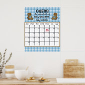 Poster Calendrier de date prévue pour les ours en peluche (Cuisine)