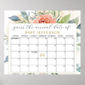 Poster Calendrier de date prévue rose floral Guess rose b (Devant)