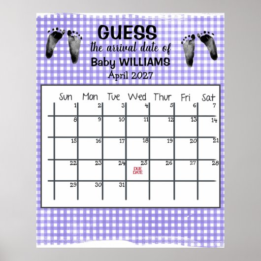 Poster Calendrier de devinette de date d'accouchement Aff (Devant)