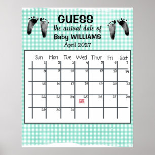 Poster Calendrier de devinette de date d'accouchement Aff