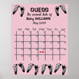 Poster Calendrier de devinette de date d'accouchement ave