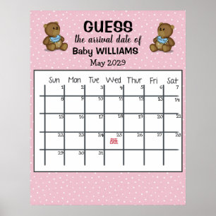 Poster Calendrier de devinette de date d'accouchement ave