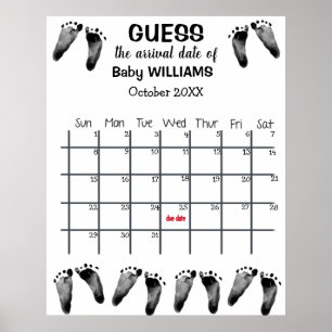 Poster Calendrier de devinette de date d'accouchement ave