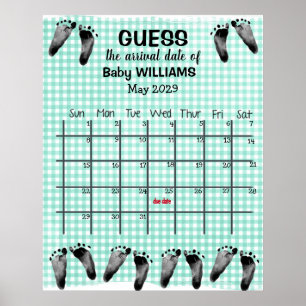 Poster Calendrier de devinette de date d'accouchement ave