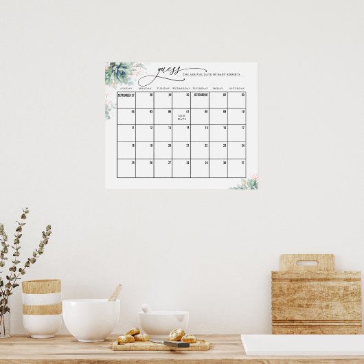 Poster Calendrier de devinette de date d'accouchement de (Cuisine)