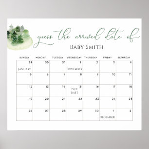Poster Calendrier de devinette de date d'accouchement pou