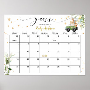 Poster Calendrier de devinette de date d'accouchement pou