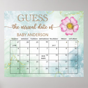 Poster Calendrier de devinette de date d'accouchement pou