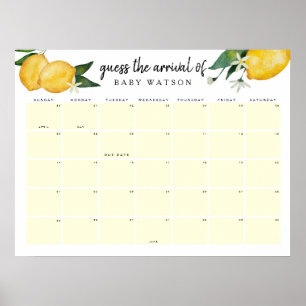Poster Calendrier de devinette de date d'accouchement pou