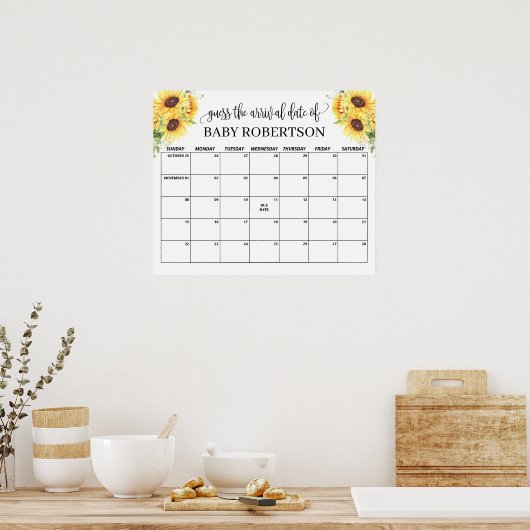 Poster Calendrier de devinette de date d'accouchement pou (Cuisine)