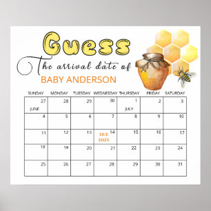 Poster Calendrier de devinette de date d'accouchement pou