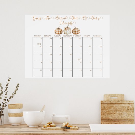 Poster Calendrier de devinette de date d'accouchement pou (Cuisine)