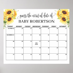 Poster Calendrier de devinette de date prévue pour Baby S