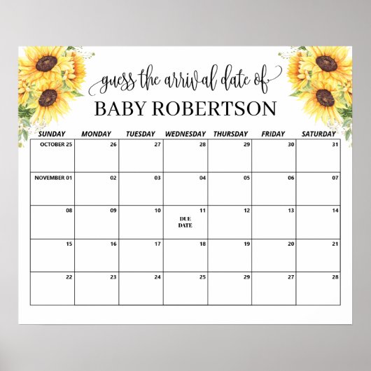 Poster Calendrier de devinette de date prévue pour Baby S (Devant)
