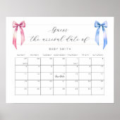 Poster Calendrier de devinette de date prévue pour bébé à (Devant)