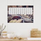 Poster Calendrier de fête d'anniversaire de famille Chari (Cuisine)