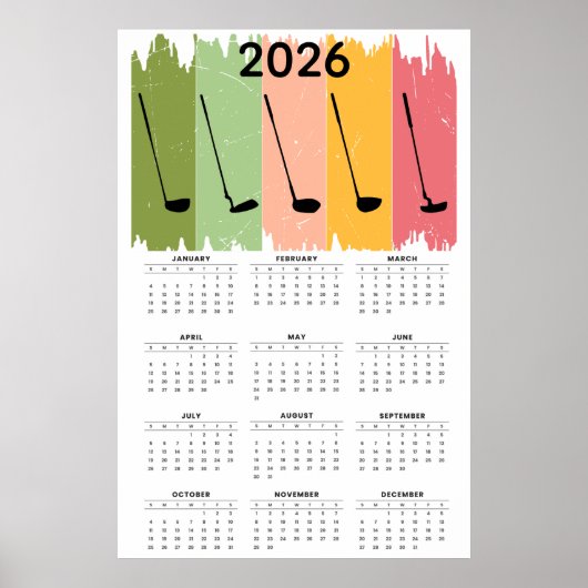 Poster Calendrier de golf 2026 en gras  (Devant)