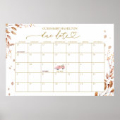 Poster Calendrier de grossesse pour la douche bébé Fille (Devant)