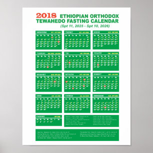 Poster Calendrier de jeûne éthiopien orthodoxe 2018