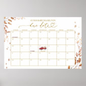 Poster Calendrier de la date d'échéance du Baby shower d' (Devant)