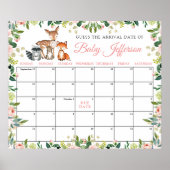 Poster Calendrier de la date prévue Animaux & Rose Rose (Devant)