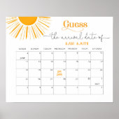 Poster Calendrier de la date prévue Sunshine, soleil (Devant)