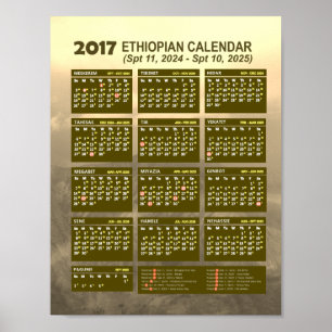 Poster Calendrier de la Nouvelle Année éthiopienne 2017 2