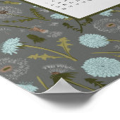 Poster Calendrier de l'année 2025 Dandelion gris bleu (Coin)