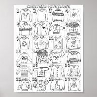 Calendrier de l'Avent à colorier avec un pull de N