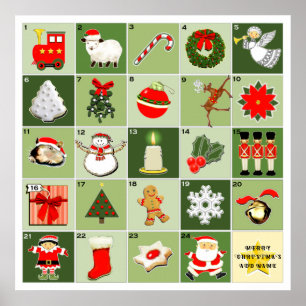 Poster calendrier de l'Avent de Noël personnalisé
