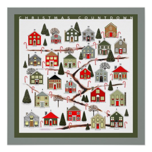 Poster Calendrier de l'Avent du compte à rebours de Noël (Devant)