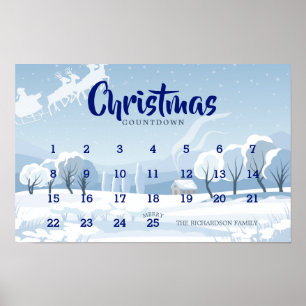 Poster Calendrier de l'Avent du compte à rebours de Noël