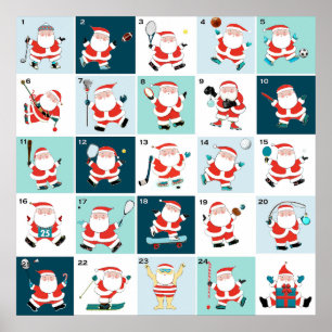 Poster Calendrier de l'Avent du compte à rebours de Noël
